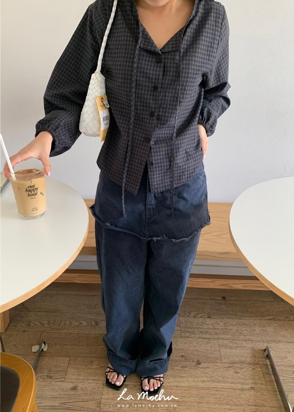 裙襬不收邊水洗牛仔棉長褲裙